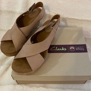 Brand-new Clarks tan wedge